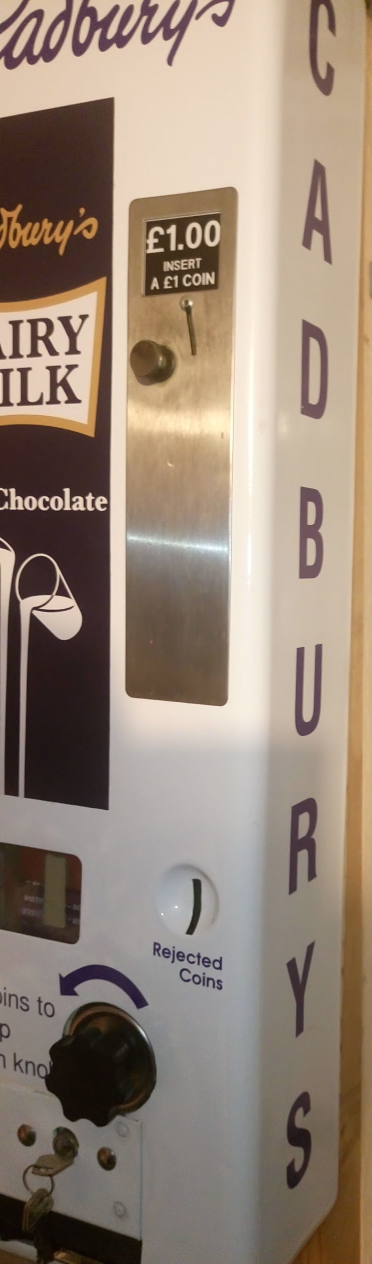 Cadburys Dairy Milk Chocolate Vending Machine in white Rose Cottage